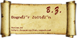 Bognár Zoltán névjegykártya