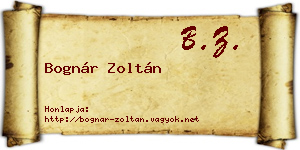 Bognár Zoltán névjegykártya